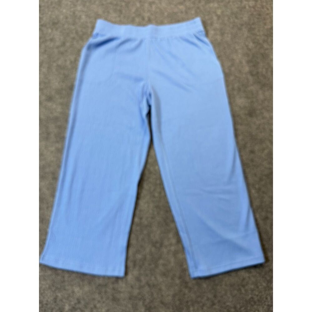 Belle by Kim Gravel 2 Piece Set Women L Blue Button Shirt Wide Leg Pants Travel - Picture 11 of 15